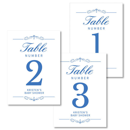Double Scroll Table Number Cards